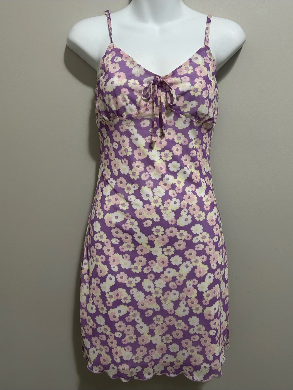 ⚡️2 for $38 Lavender Floral Satin Slip Dress with Cream/Purple Blossoms